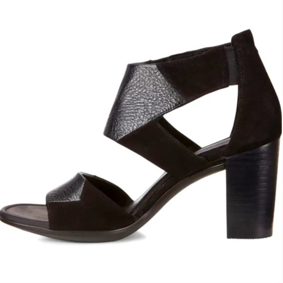 NIB New Ecco Shape 65 Block Heels Leather Suede Black EU 40, US 9 - Picture 3 of 10